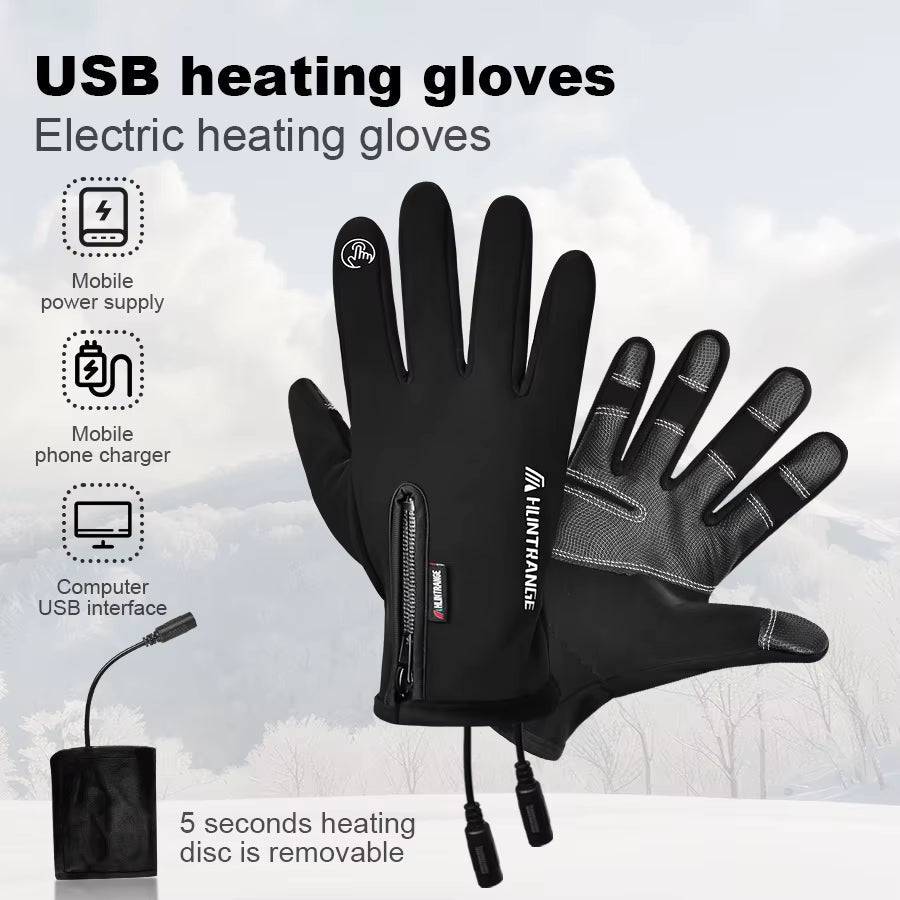 Rechargeable USB Heated Waterproof Touchscreen Winter Gloves