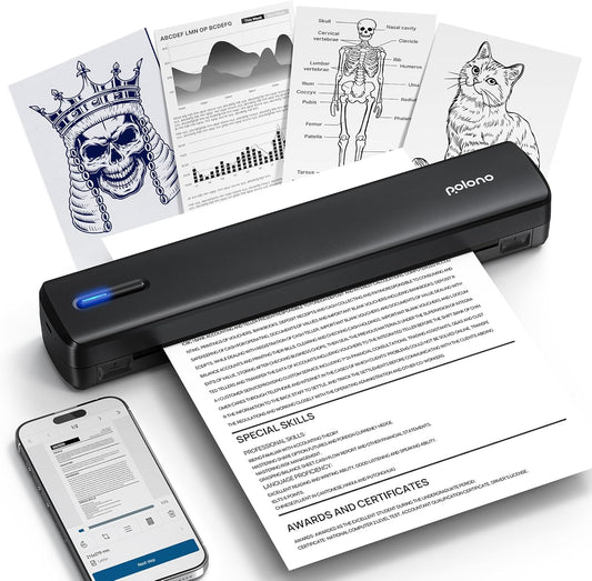 Portable Printer Wireless for Travel, D810 Bluetooth Thermal Printer Support for 8.5"X11" US Letter, Inkless Compatible with Ios, Android, Laptop for Office, Car and Home, Black
